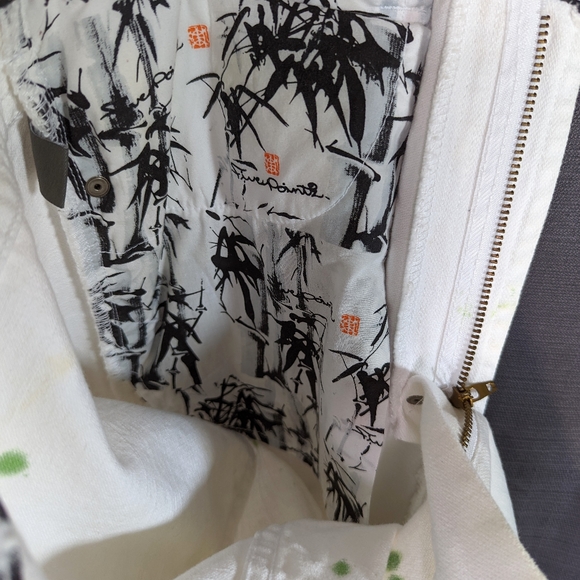 90s White Paint Splatter Jeans Green Splatter 34 x 34 - Picture 9 of 10